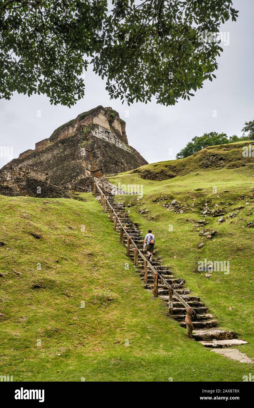 El Castillo aka Structure A6 en Xunantunich, ruinas mayas, selva