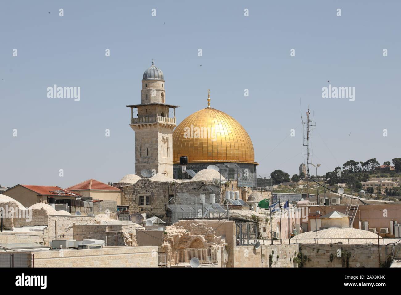 El Domo Dorado en la ciudad vieja de Jerusalén Foto de stock