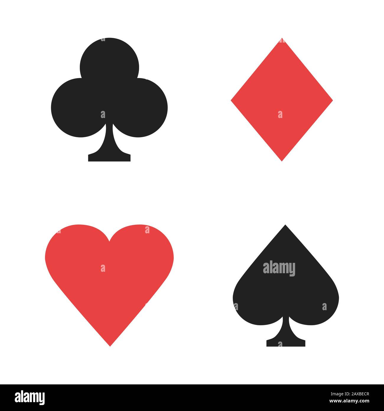 Firma jugando cartas. Casino aislado signos rojo negro color. Señales de  póquer. EPS 10 Fotografía de stock - Alamy
