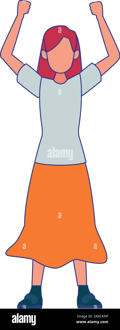 mujer de dibujos animados con falda larga, diseño colorido Imagen Vector de  stock - Alamy