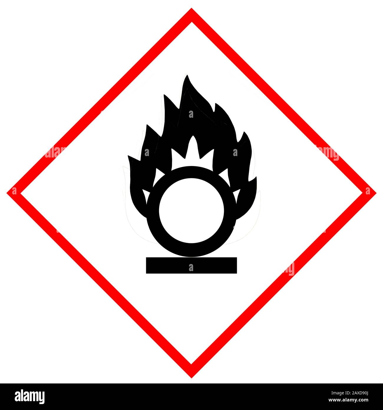 Gases oxidantes, líquidos oxidantes, sólidos oxidantes señal de advertencia Foto de stock