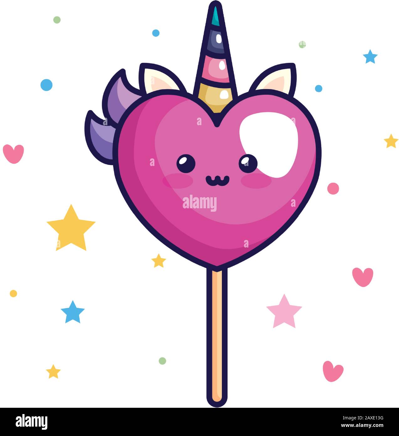 lindo unicornio fantasía kawaii estilo en Imagen Vector de stock