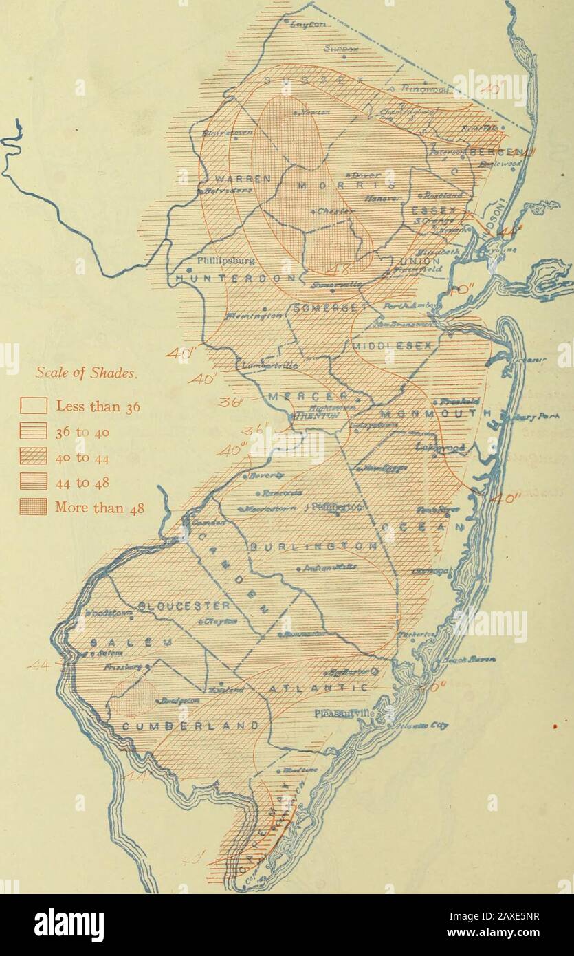 Datos Climatológicos, Nueva Jersey . PRECIPITACIÓN TOTAL PARA EL AÑO 1905..  JESÚS:/ DEPARTAMENTO DE AGRICULTURA DE LOS ESTADOS UNIDOS. Informe lor  ENERO. 1906. SECCIÓN DE NUEVA JERSEY DEL SERVICIO DE LIMADO Y