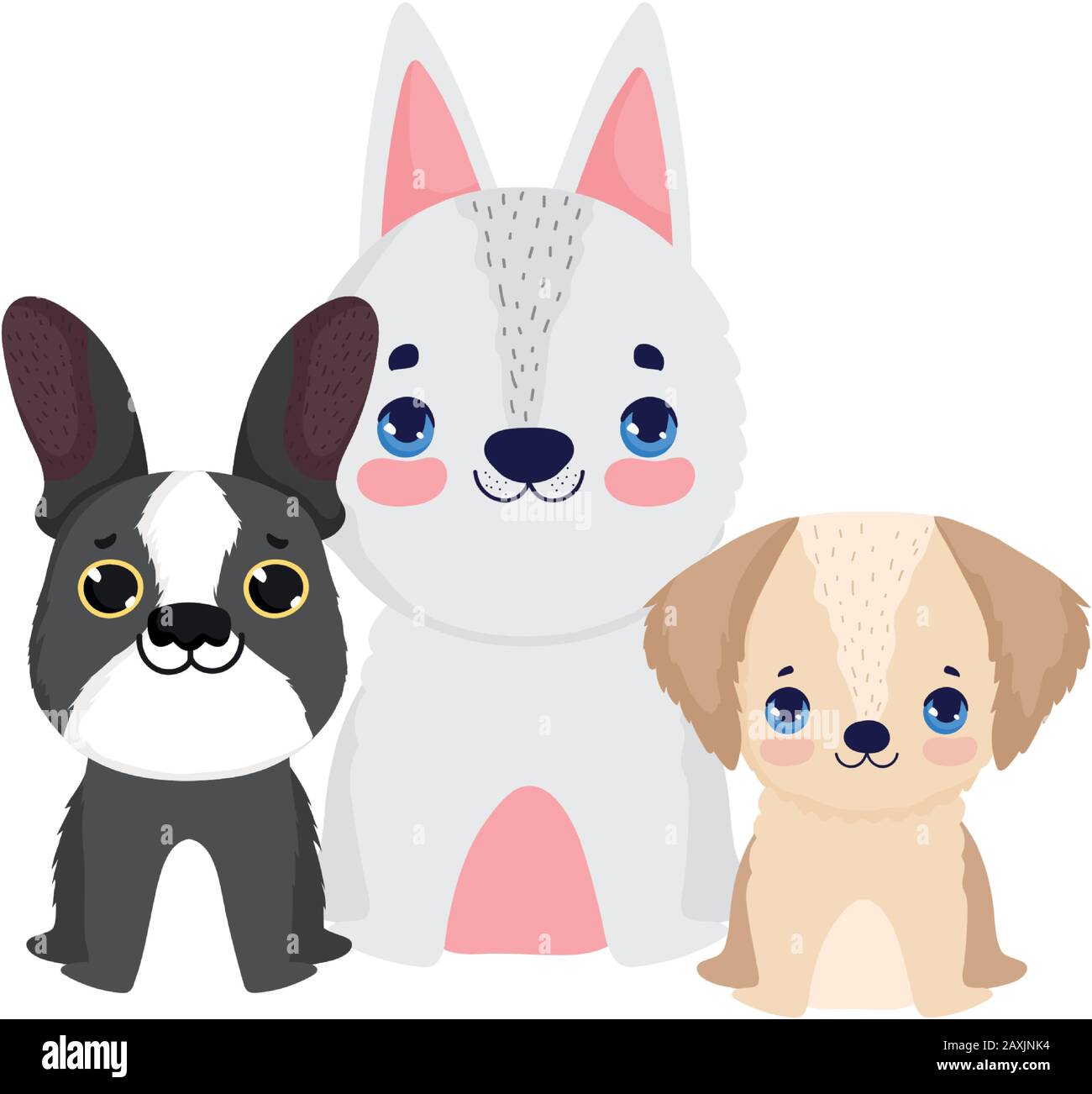 perros pequeños sentados amistoso dibujos animados domésticos mascotas  vector ilustración Imagen Vector de stock - Alamy
