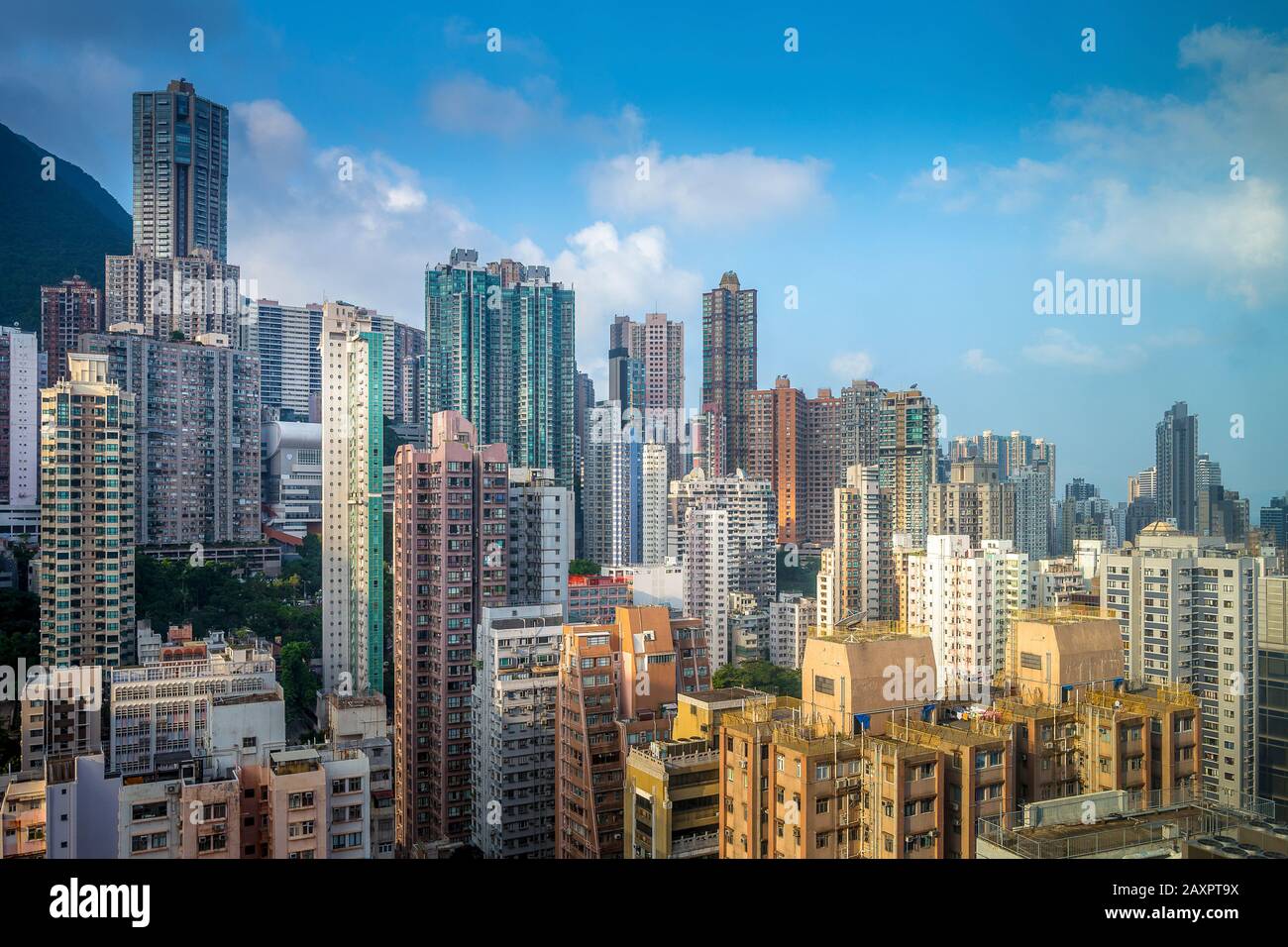 Edificios de Hong Kong en Sunrise Foto de stock