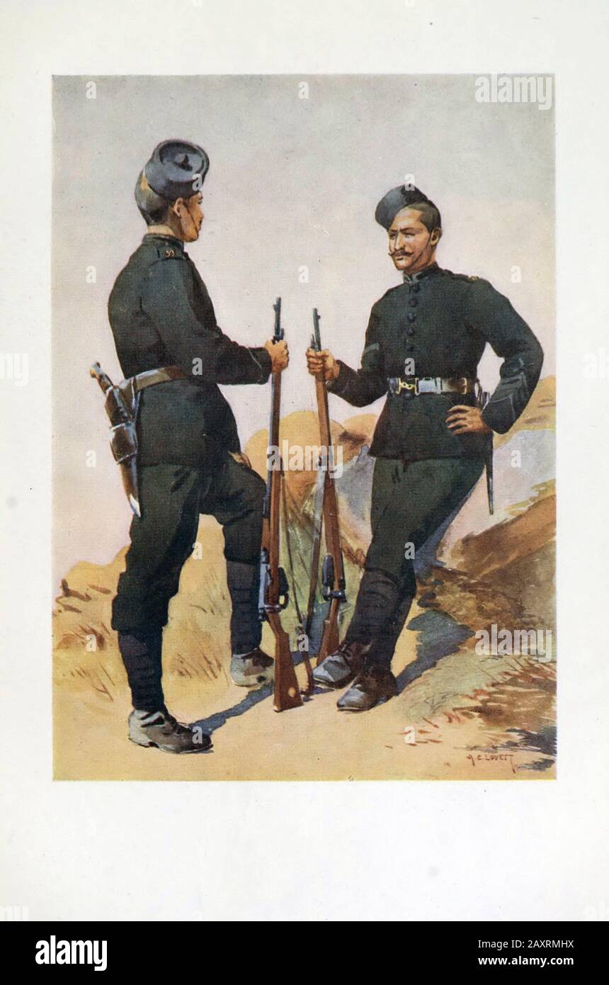 Ejércitos de la India. Por Major A.C. Lovett. Londres. 1911. 39 Rifles Garhwal Garhwalis Foto de stock