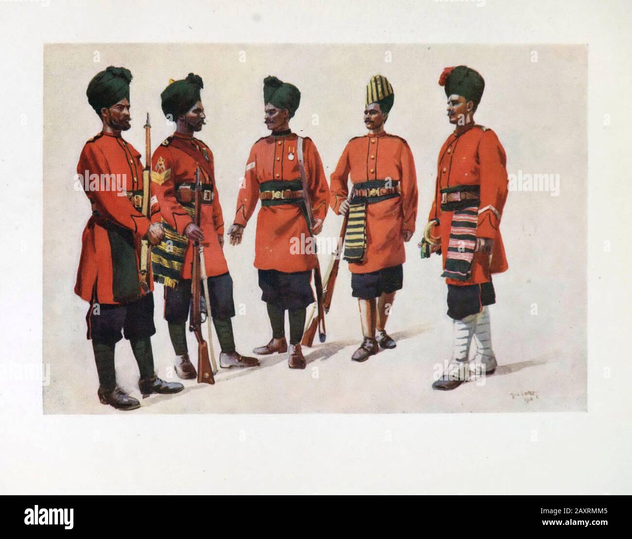 Ejércitos de la India. Por Major A.C. Lovett. Londres. 1911. La antigua infantería del 'contingente de Hyderabad'. 94º la Infantería de Russell. 95ª Infantería de Russell. 98t Foto de stock