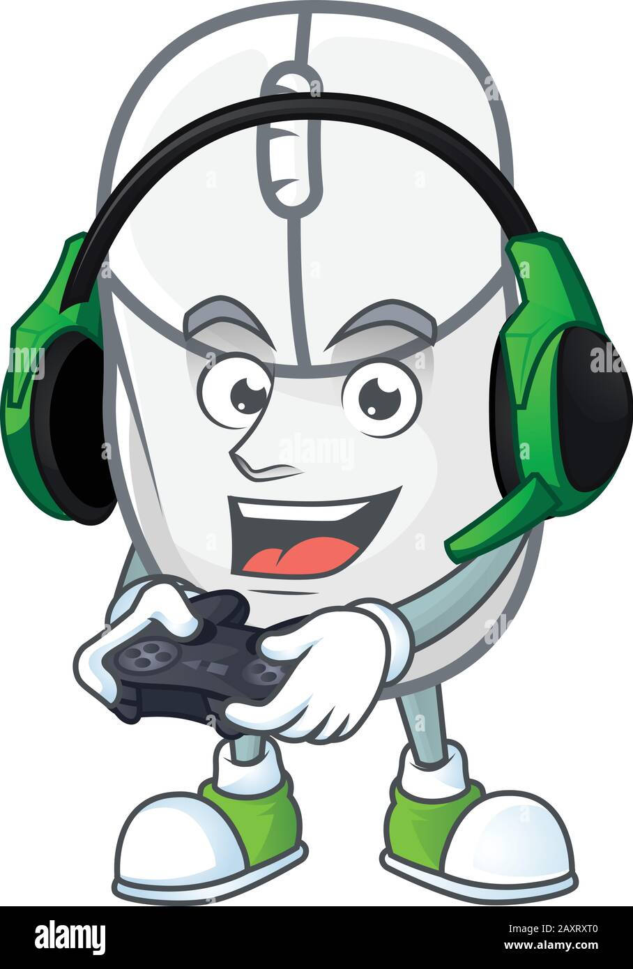 Dibujo animado blanco del ratón jugar un juego con los auriculares y el controlador Imagen Vector de stock - Alamy Dibujo animado blanco del ratón jugar un juego con los auriculares y el controlador Imagen Vector de stock - Alamy