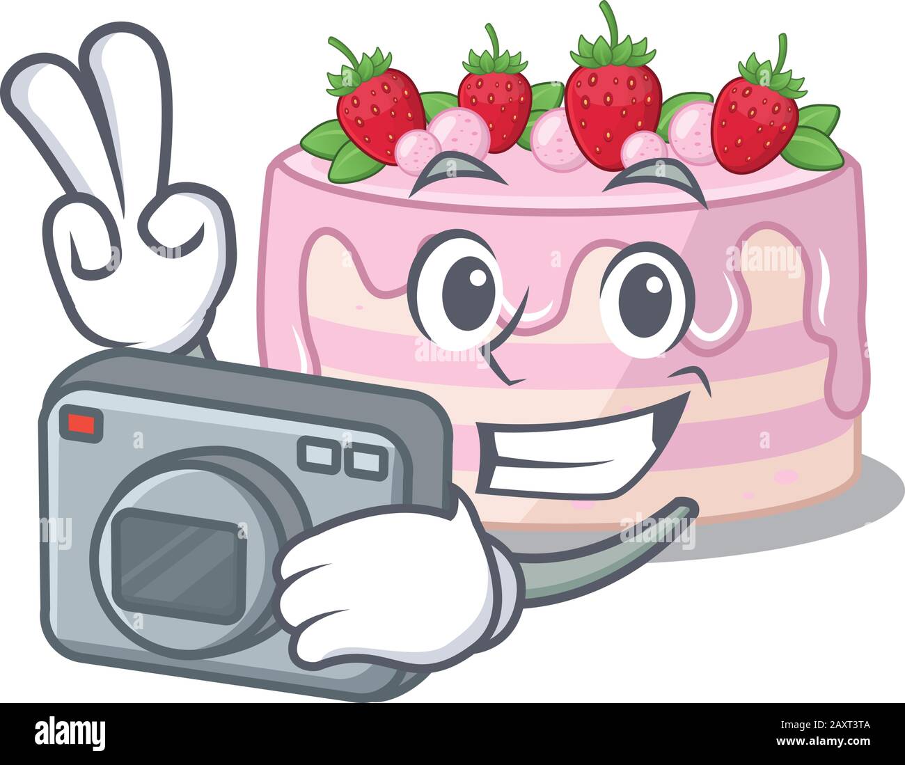 Personaje de pastel de fresa de fotógrafo fresco con una cámara Imagen  Vector de stock - Alamy