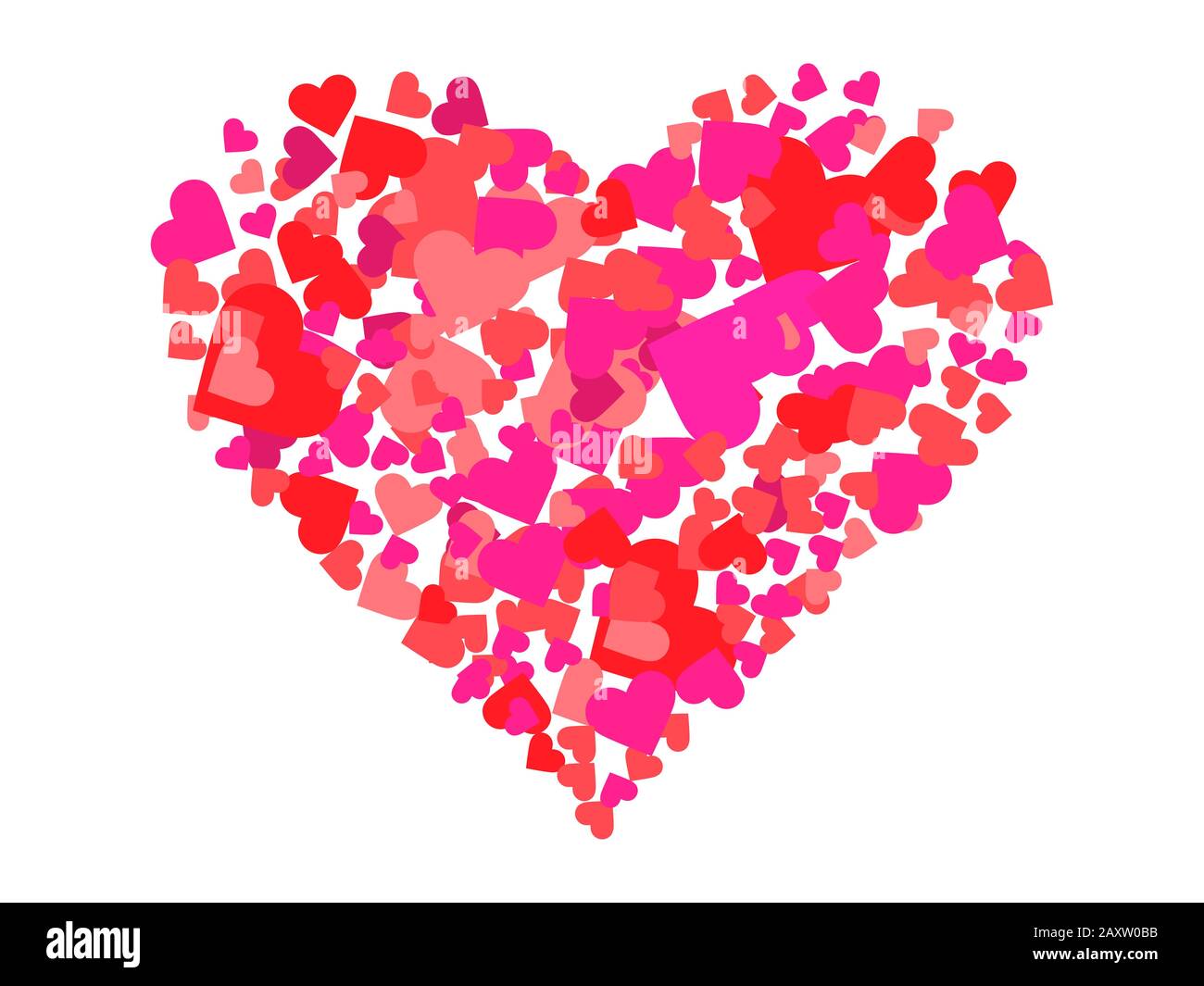 Corazón hecho de corazones. Feliz día de San Valentín, 14 de febrero.  Antecedentes para tarjetas de felicitación, papel de embalaje, materiales  promocionales. Ilustración vectorial Imagen Vector de stock - Alamy