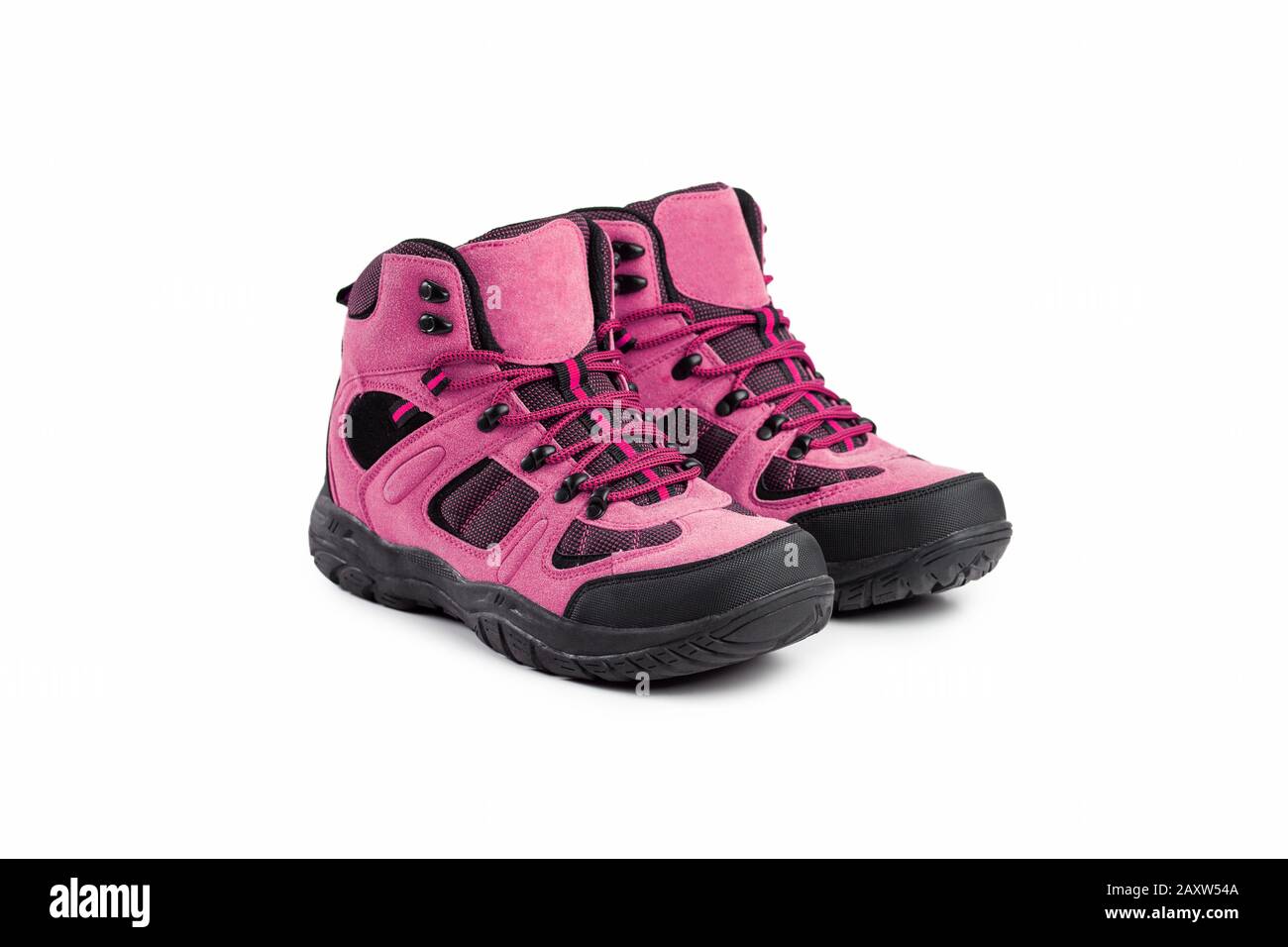botas de invierno para hombre de color rosa para expediciones de viaje  aisladas sobre un fondo blanco Fotografía de stock - Alamy