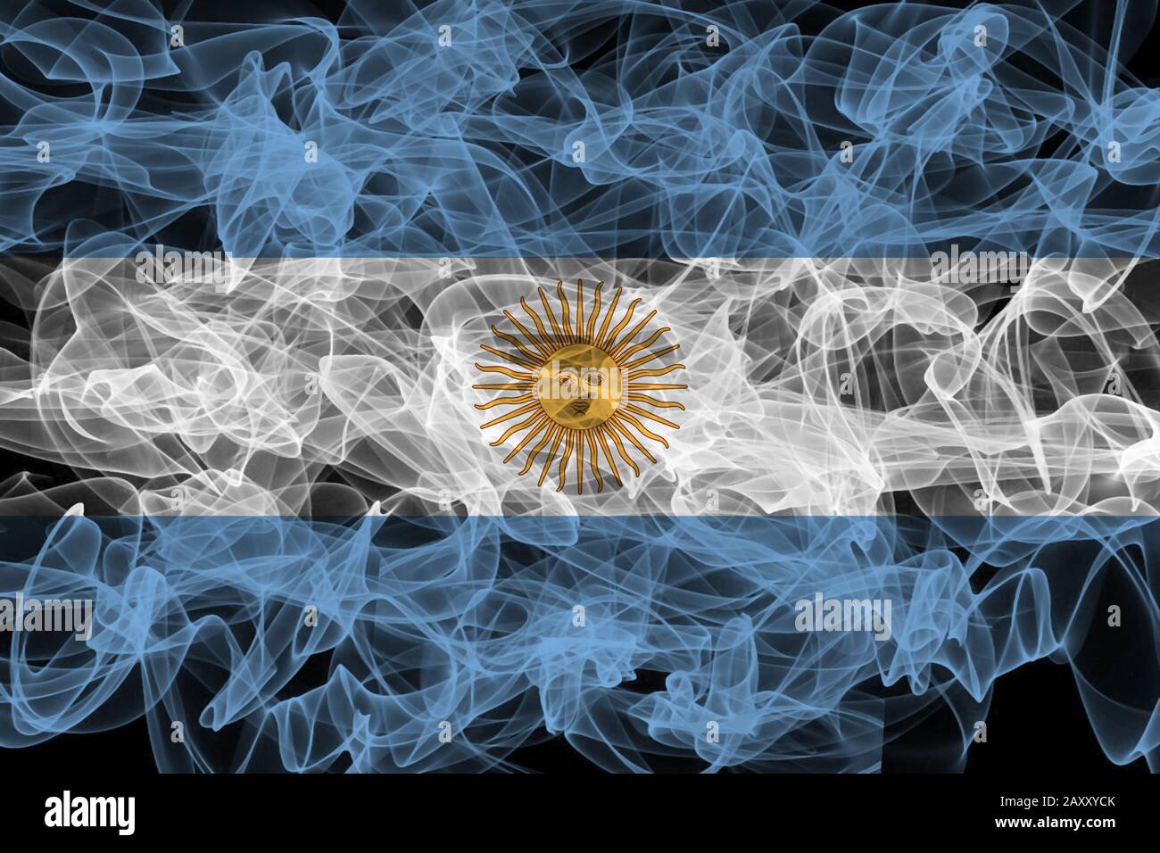 Bandera De Humo Argentina Sobre Fondo Negro Bandera Argentina Fotografia De Stock Alamy