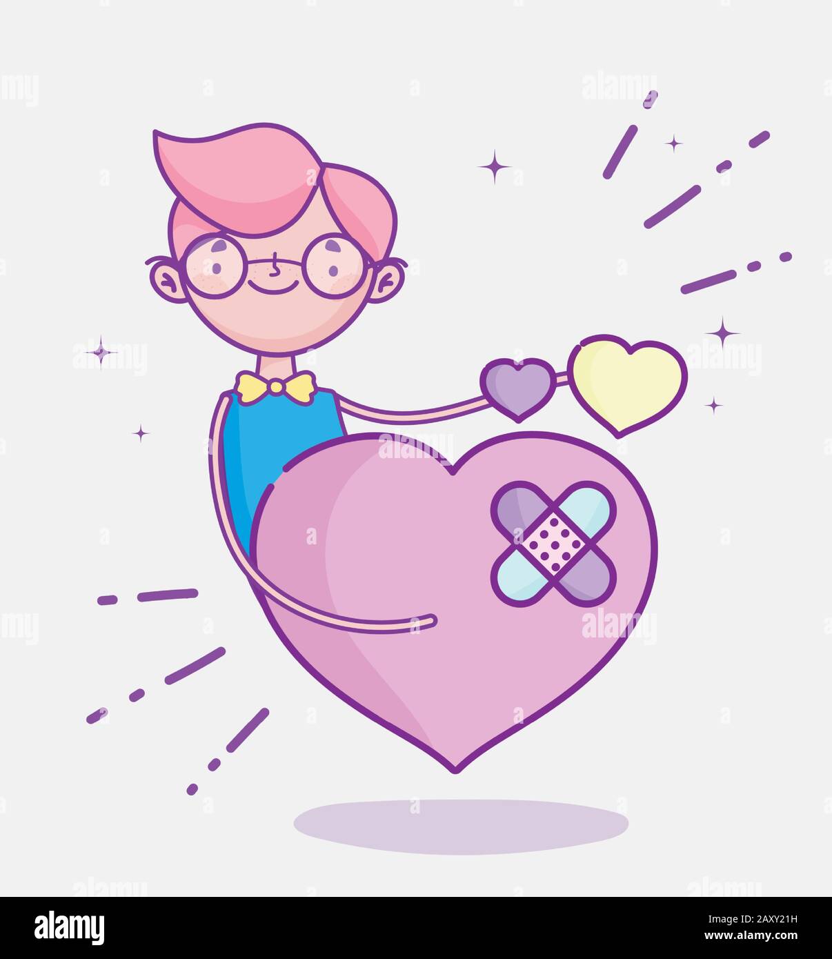 feliz día de san valentín, hombre joven triste amor corazones dibujos  animados vector ilustración Imagen Vector de stock - Alamy