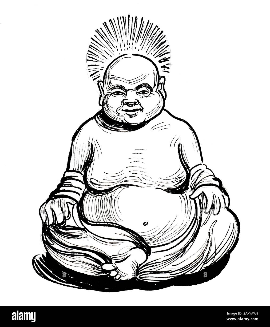 Omitido Síntomas Sembrar Buda sentado. Dibujo en blanco y negro de tinta Fotografía de stock - Alamy