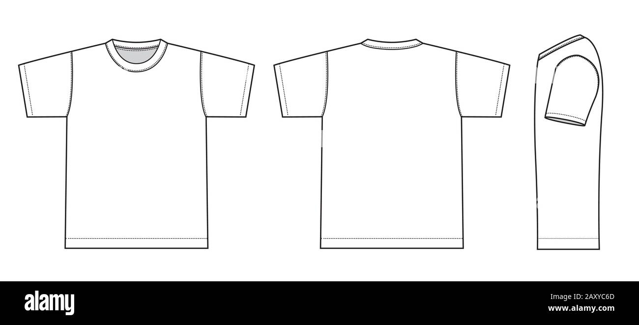 Camisetas de manga corta ilustración de plantilla vectorial (con vista  lateral Imagen Vector de stock - Alamy