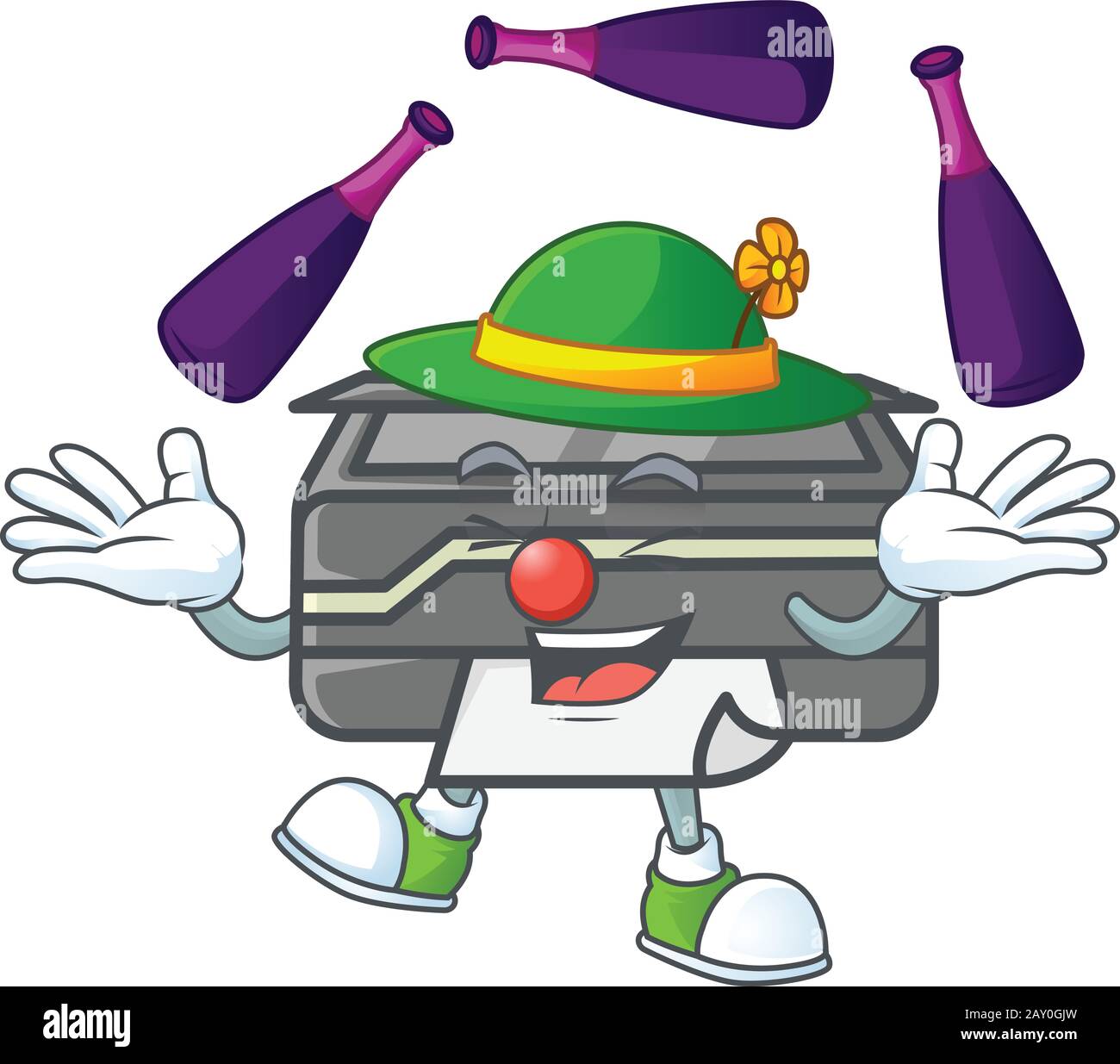 Impresora inteligente caricatura estilo personaje jugar Juggling Imagen  Vector de stock - Alamy