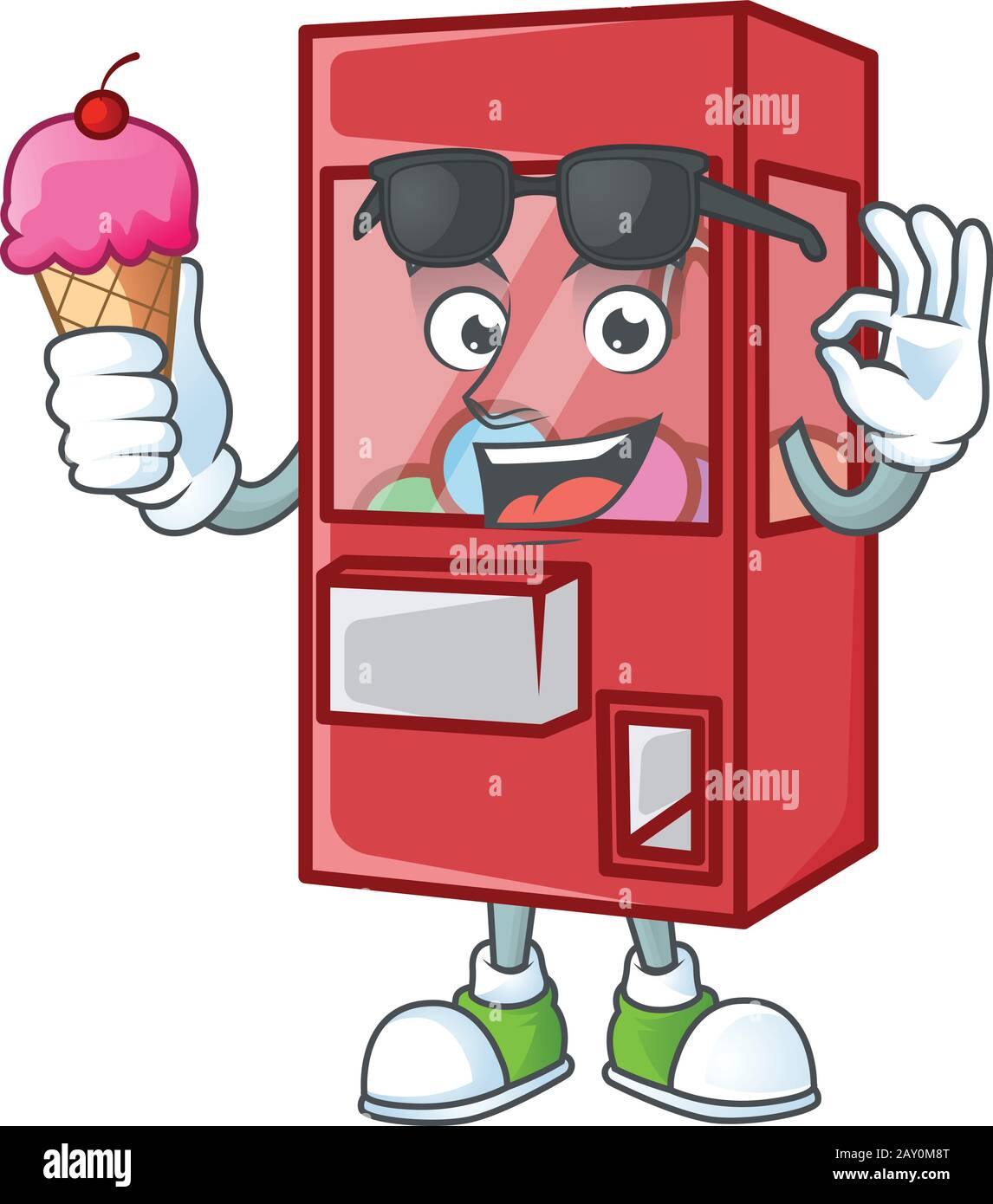 Juguete claw máquina mascota estilo dibujos animados comer un helado Imagen  Vector de stock - Alamy