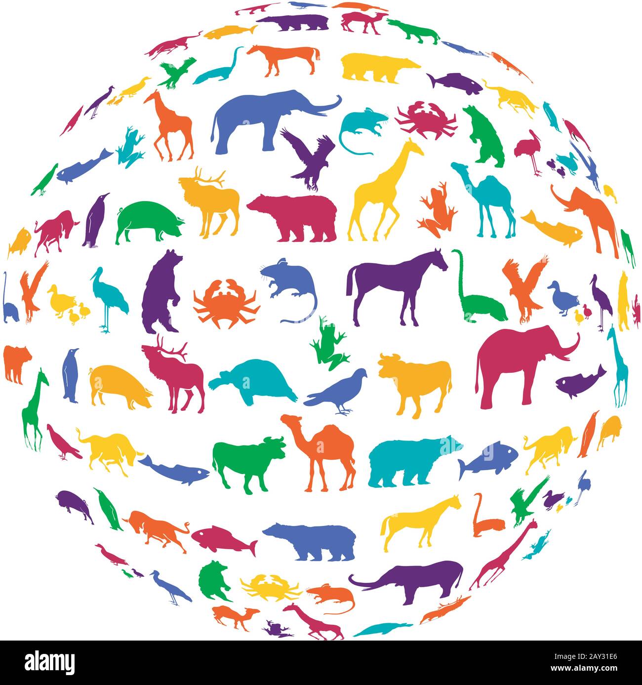 conservación de la vida silvestre, protección de los animales en todo el mundo Ilustración del Vector