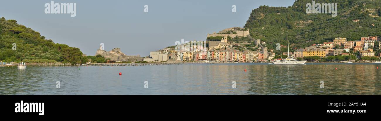 Portovenere sae View, Patrimonio de la Humanidad de la UNESCO - Liguria, Italia, Europa Foto de stock