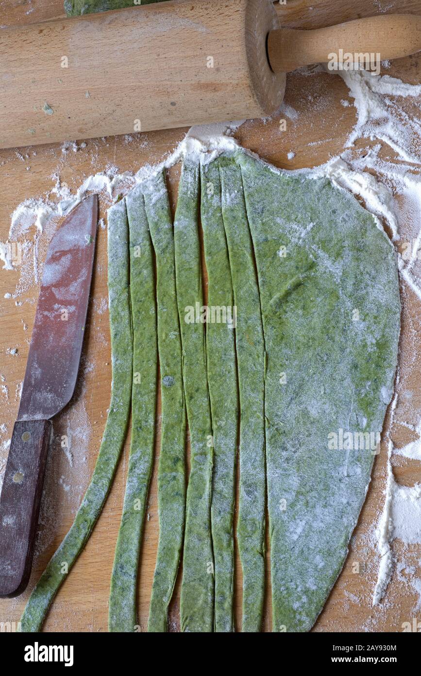 Espinacas fideos chinos Foto de stock