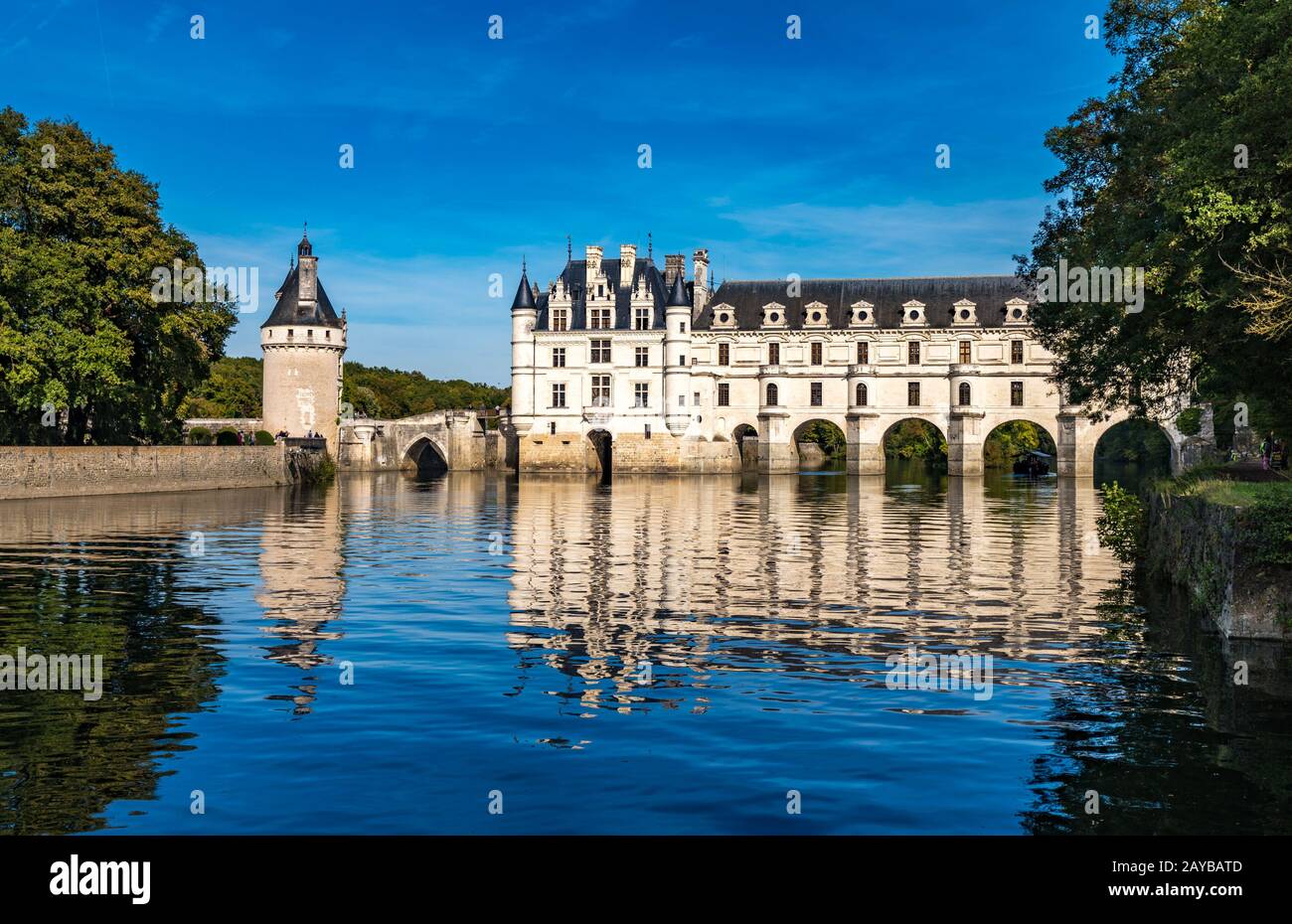 Château de Chenonceau sobre el río Cher, Valle del Loira, Francia Foto de stock