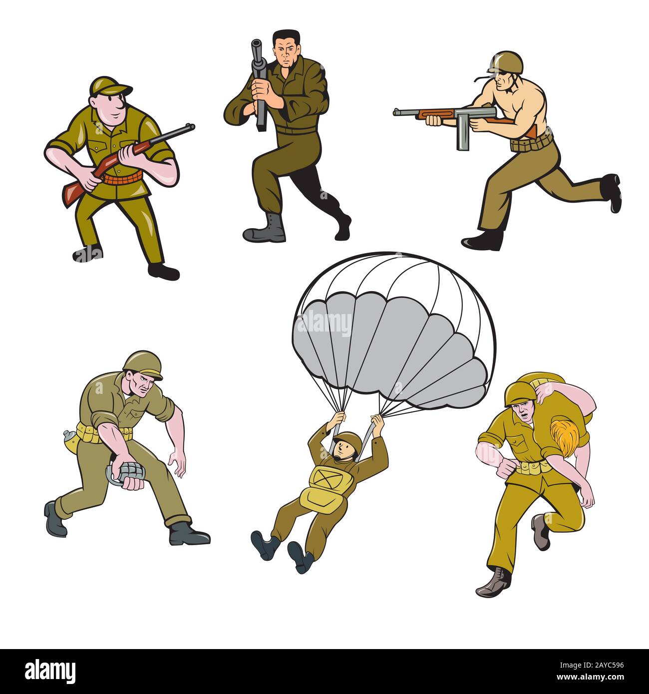 Juego de dibujos animados de dos soldados de la Guerra Mundial Fotografía  de stock - Alamy