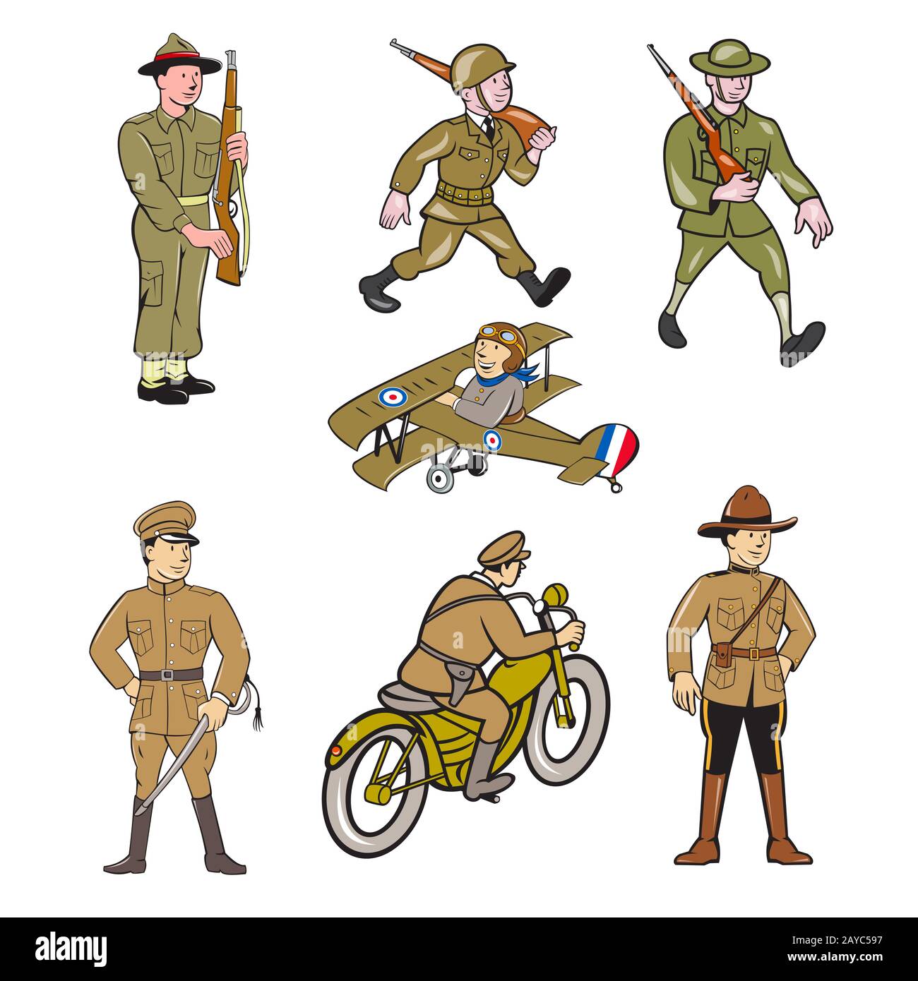 Set de dibujos animados de soldados de la primera Guerra Mundial Fotografía  de stock - Alamy