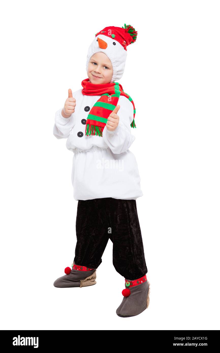 Pequeño niño encantador con traje de muñeco de nieve Fotografía de stock -  Alamy