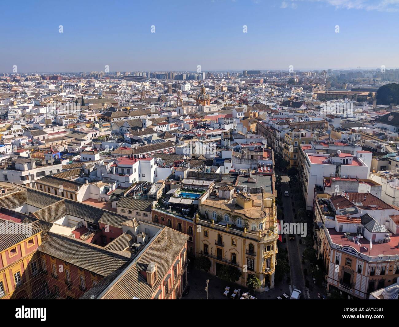Vista aérea de Sevilla Skyline, España Foto de stock