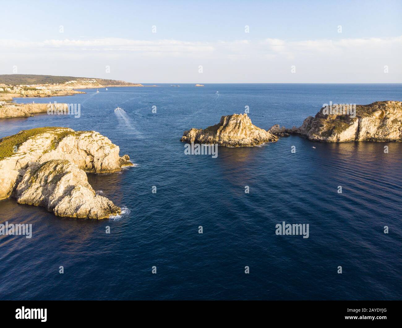 Vista aérea sobre las islas Malgrats y Santa Ponca Foto de stock