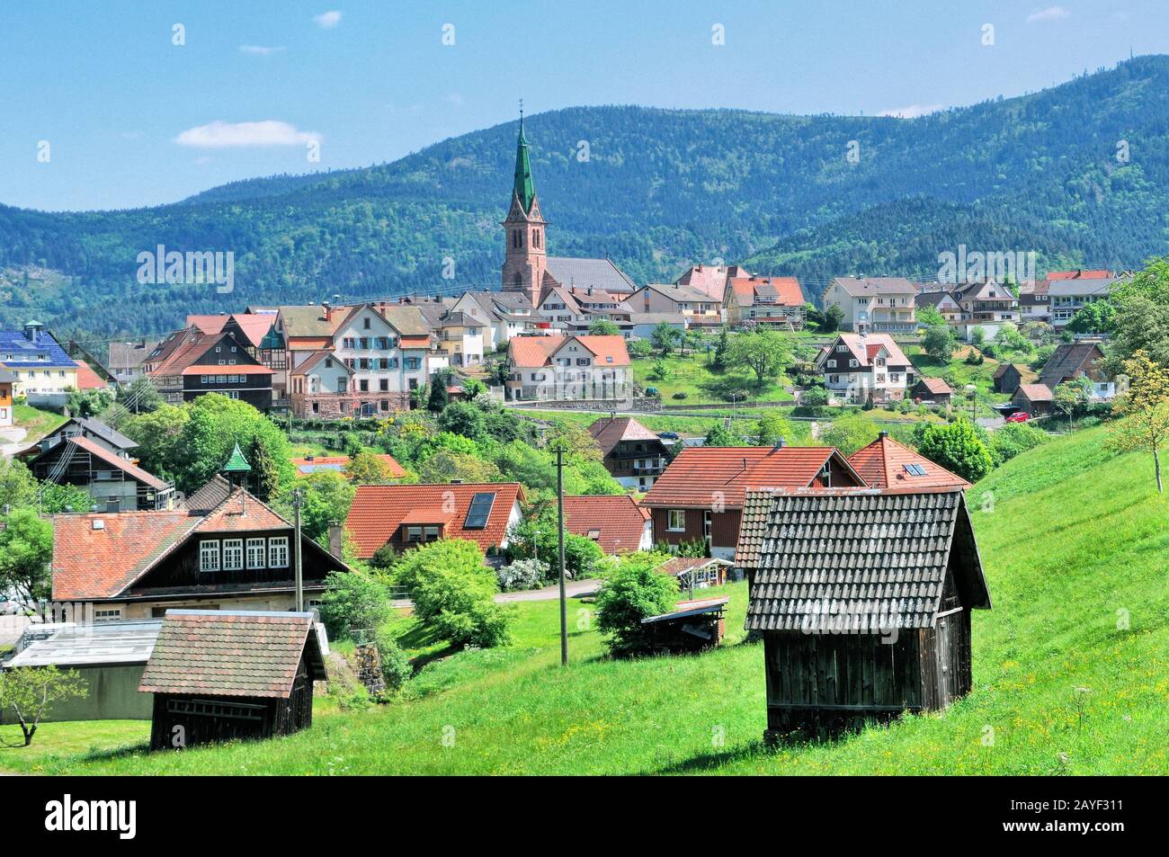 Vista de Forbach Bermersbach en la Selva Negra Alemania Foto de stock