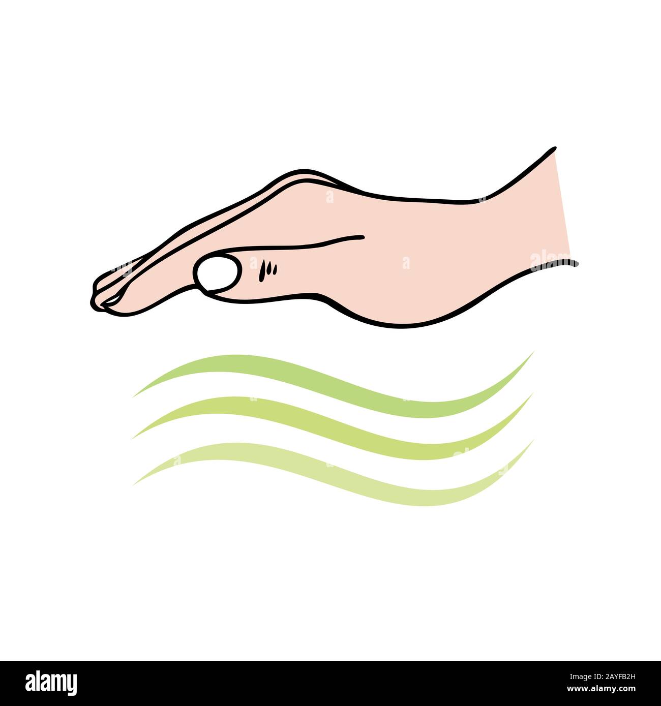 Curación manos-en mostrando mano enviando ondas de energía univeral para la curación emocional o física - para Reiki, Medicina alternativa Foto de stock