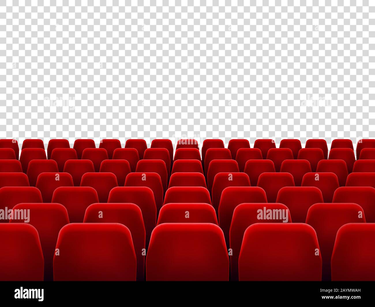 Asientos en sala de cine vacía o silla para sala de proyección de  películas. Sillones rojos aislados para cine, teatro o fondo vectorial de  ópera Imagen Vector de stock - Alamy