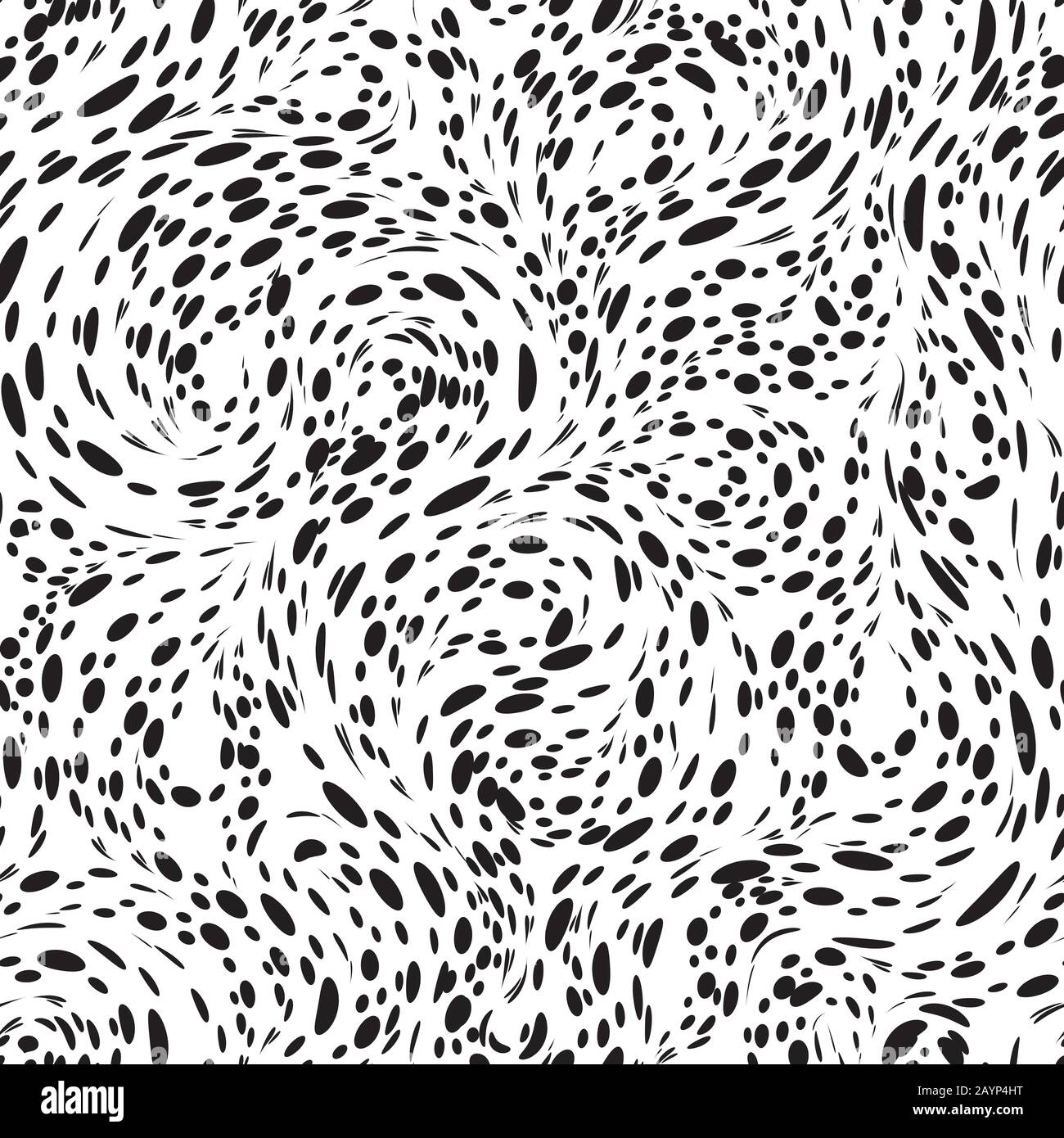 Diseño vectorial monocromo sin costuras para decorar tejidos o papel de  puntos o círculos que giran en forma de bucles y espirales Imagen Vector de  stock - Alamy
