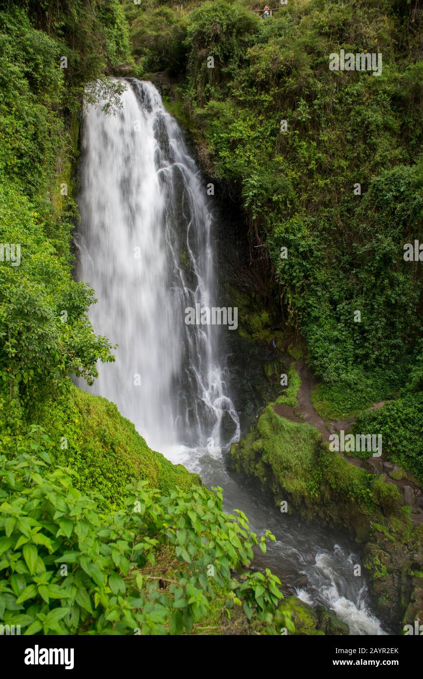 La Cascada Peguche cerca de la ciudad de Otavalo en las tierras altas de  Ecuador cerca de Quito Fotografía de stock - Alamy