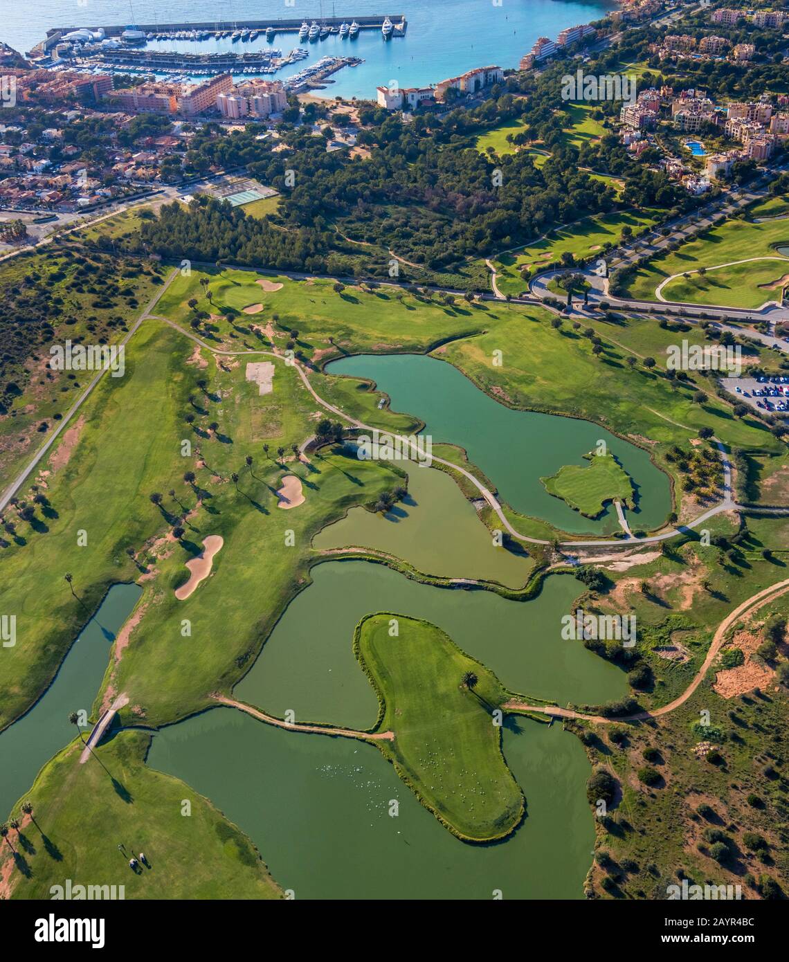 Campo de golf Santa Ponsa II, Port Adriano, 04.01.2020, vista aérea, España, Islas Baleares, Mallorca, Calvia Foto de stock