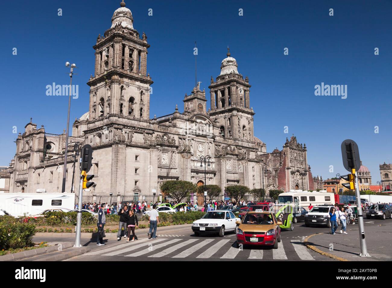 Catedral Metropolitana De Ciudad De México, Zócalo, Plaza De La Constitución, Ciudad De México, México, Centroamérica Foto de stock