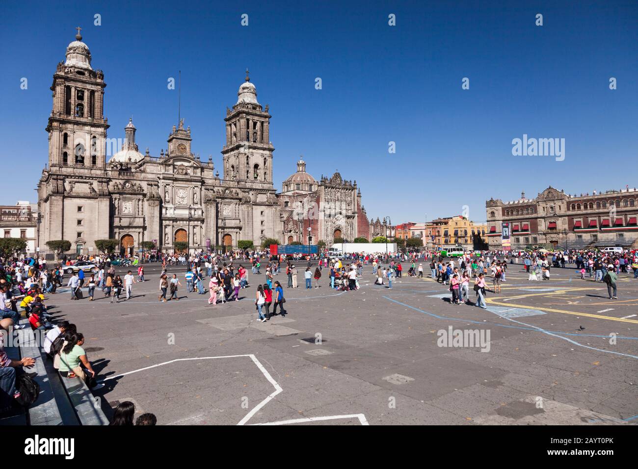Catedral Metropolitana De Ciudad De México, Zócalo, Plaza De La Constitución, Ciudad De México, México, Centroamérica Foto de stock