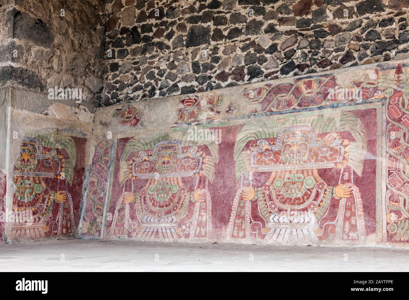 Pinturas murales en el Palacio de Tetitla, Teotihuacan, suburbio de la  Ciudad de México, México, Centroamérica Fotografía de stock - Alamy