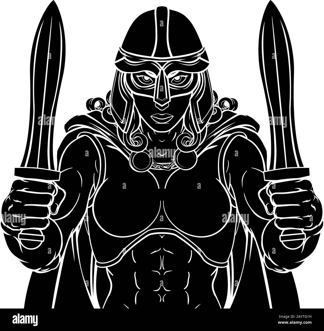 Celtic guerrero espartano Troya Vikingo Mujer caballero Imagen Vector