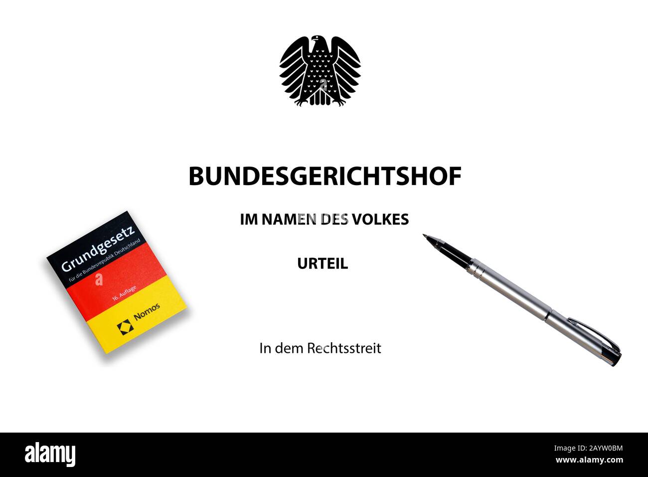 Adjudicación de Bundesgerichtshofs, Tribunal Federal Supremo, con la constitución alemana y Ballpen, Alemania Foto de stock
