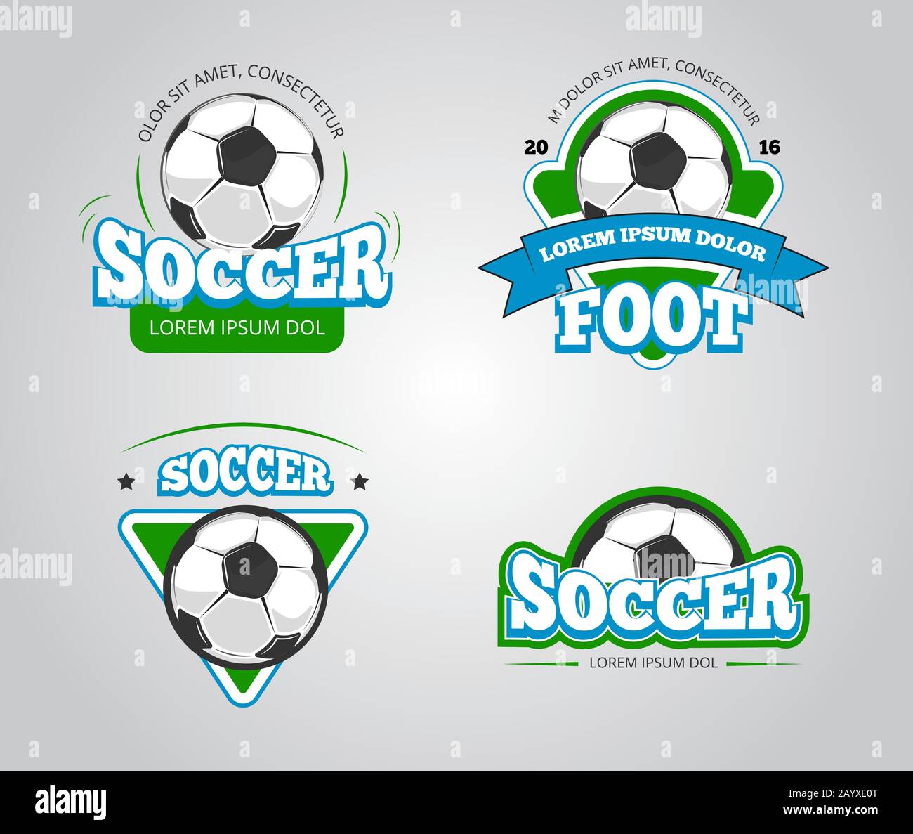 Insignias vectoriales de fútbol, logotipos, plantillas de diseño de  camiseta. Emblema de camiseta y deporte de fútbol de club para ilustración  de fútbol o competición de fútbol Imagen Vector de stock -