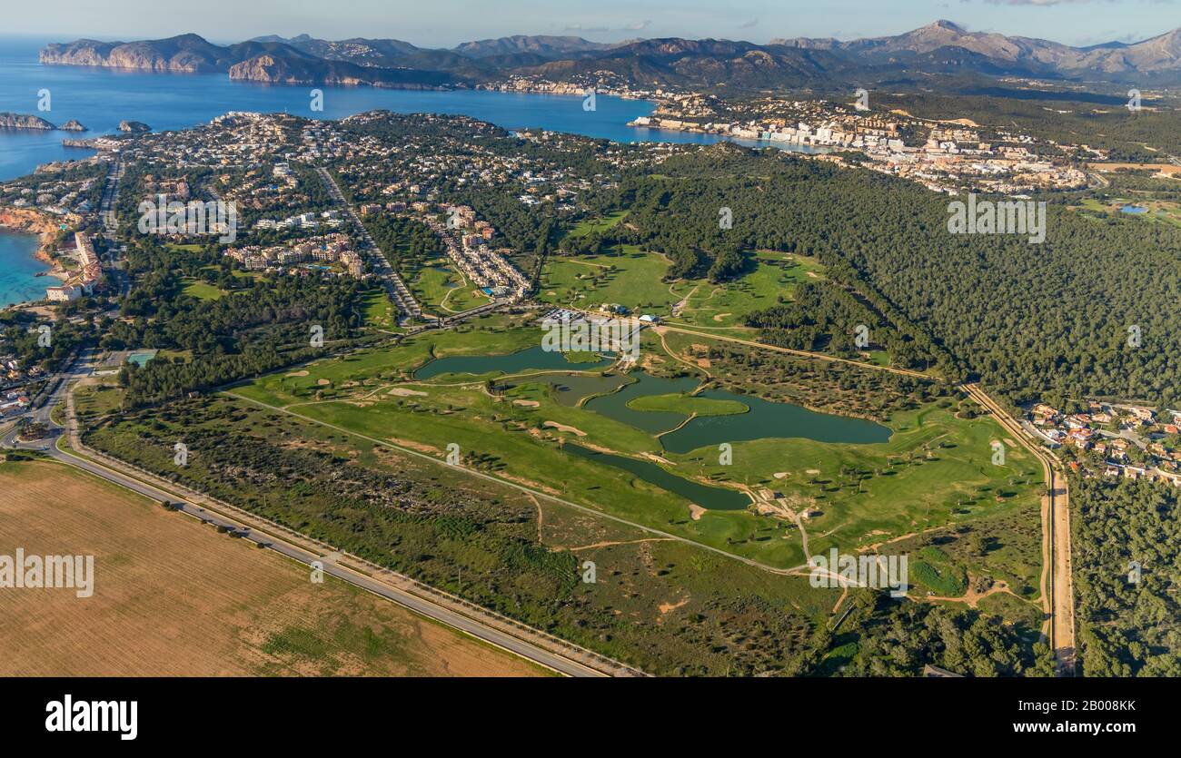 Foto aérea, campo de Golf Santa Ponsa II, Calvià, Mallorca, España, Europa, Islas Baleares, es, España, golf, campo de golf, club de golf, campo de golf, gr Foto de stock