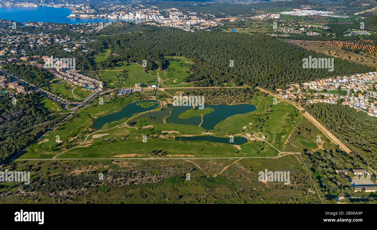 Foto aérea, campo de Golf Santa Ponsa II, Calvià, Mallorca, España, Europa, Islas Baleares, es, España, golf, campo de golf, club de golf, campo de golf, gr Foto de stock