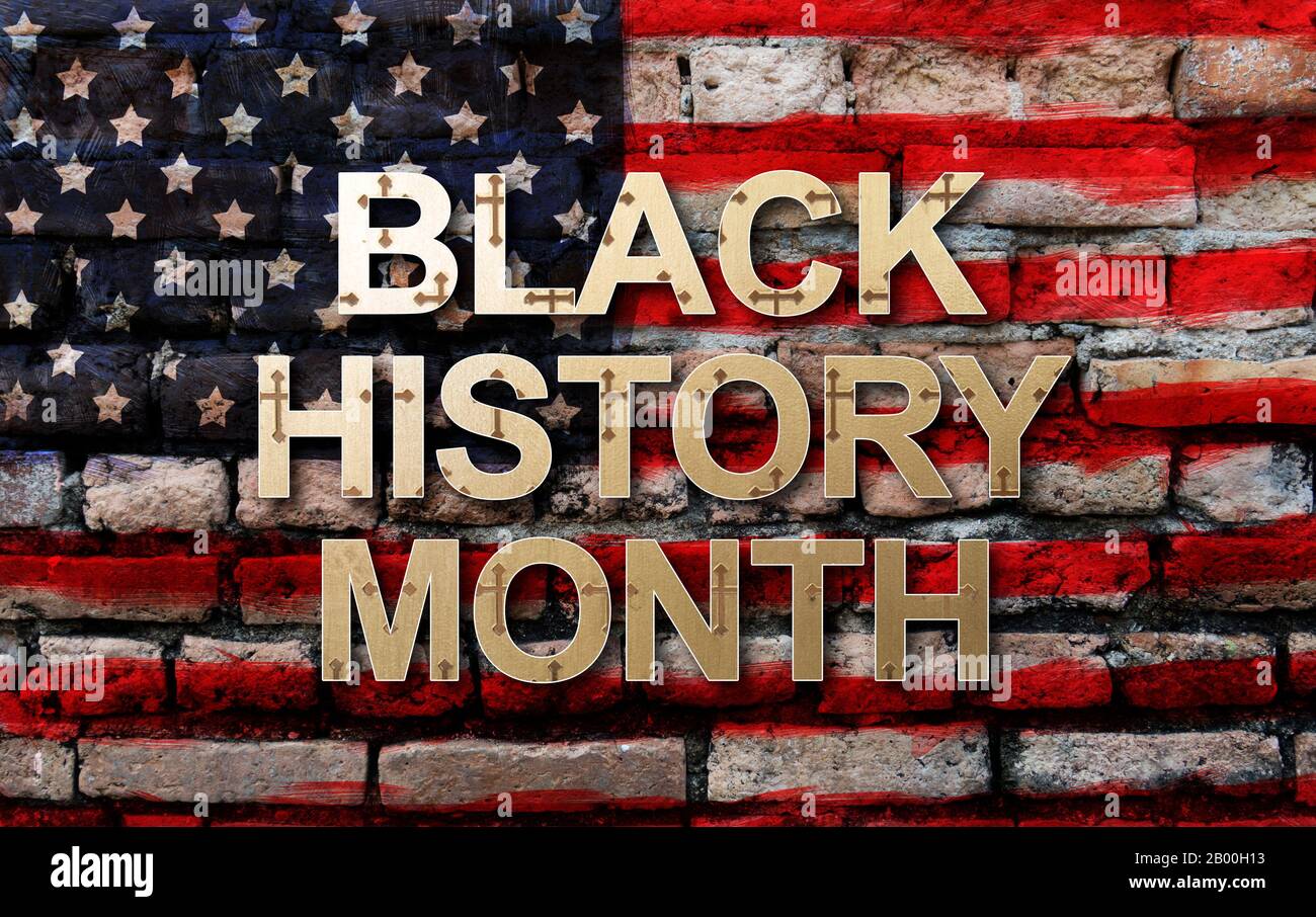 Mes Negro de la Historia (Mes Africano-Americano de la Historia ) diseño de fondo para la celebración y el reconocimiento en el mes de febrero. Foto de stock