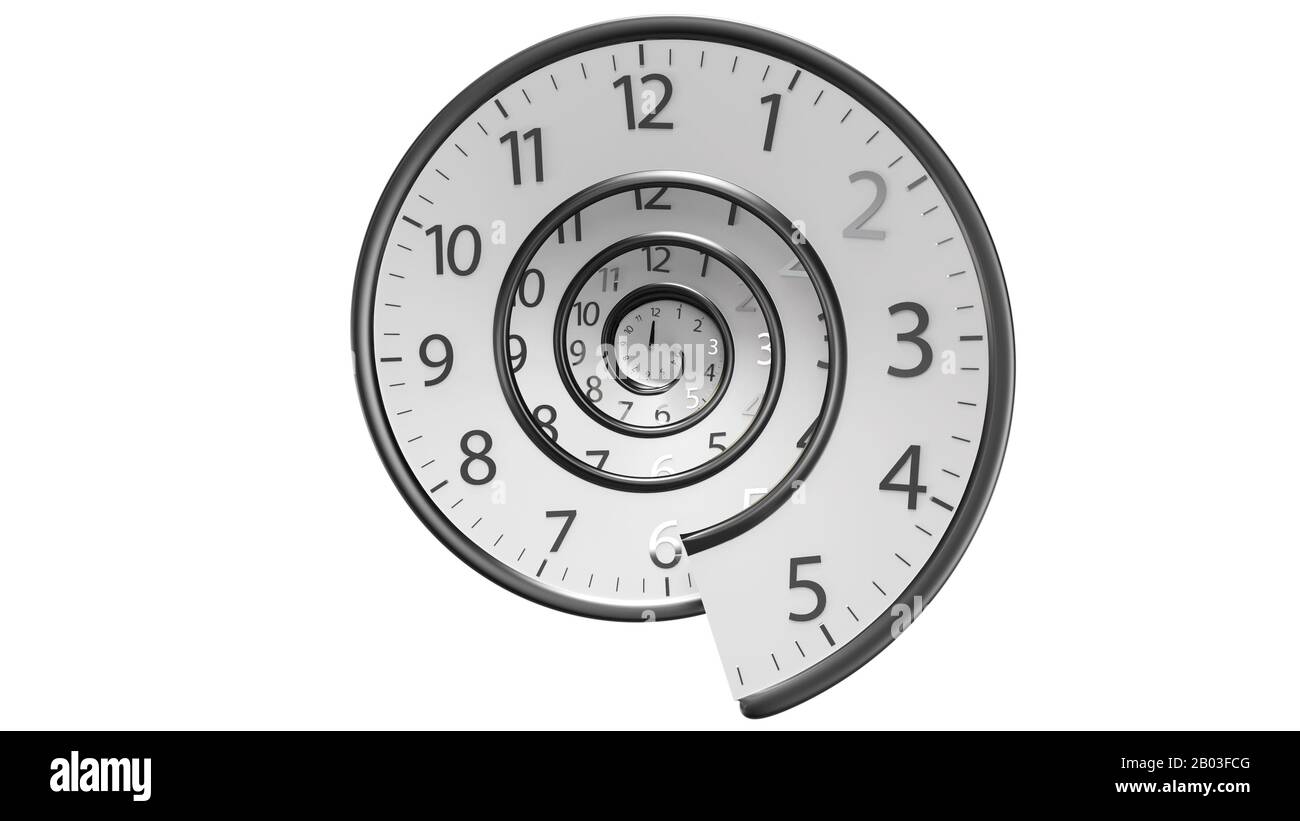 3D Rendering Reloj redondo clásico aislado con tiempo infinito en fondo blanco Foto de stock