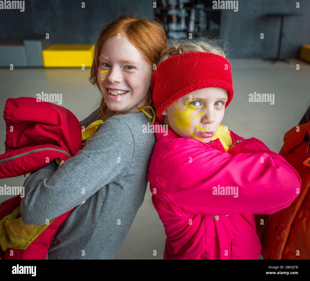 Retrato de las niñas, Reykjavik, Islandia Foto de stock