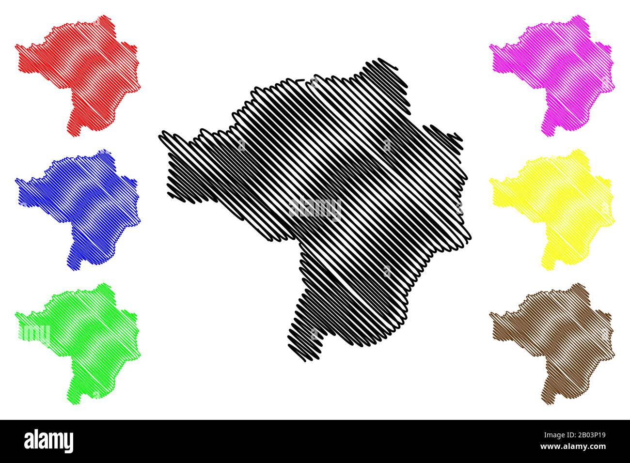 Distrito de Butha-Buthe (distritos de Lesotho, Reino de Lesotho) mapa ilustración vectorial, scribble sketch Butha Buthe mapa Ilustración del Vector