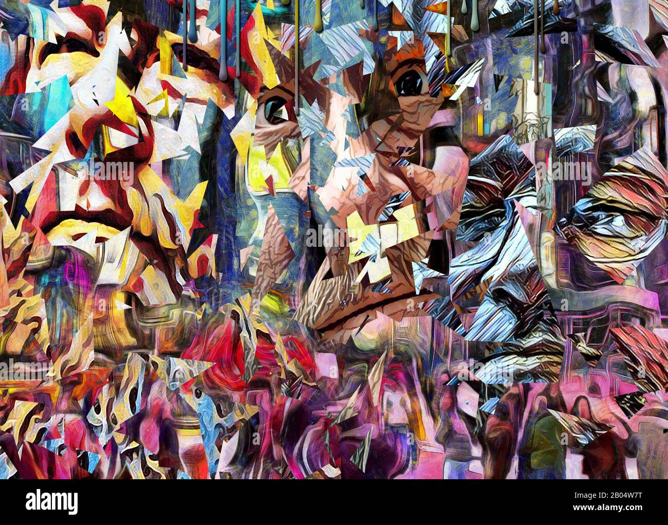 Pintura abstracta compleja. Coloridos elementos de mosaico y piezas de  caras de hombre Fotografía de stock - Alamy
