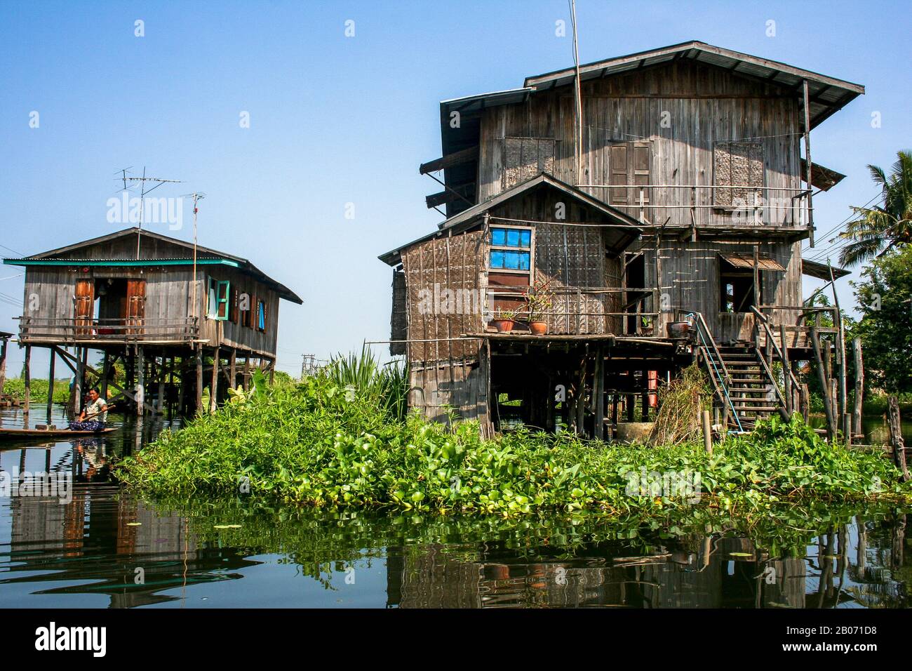 casas flotantes en el Lago Inle (Birmania -Birmania) Foto de stock